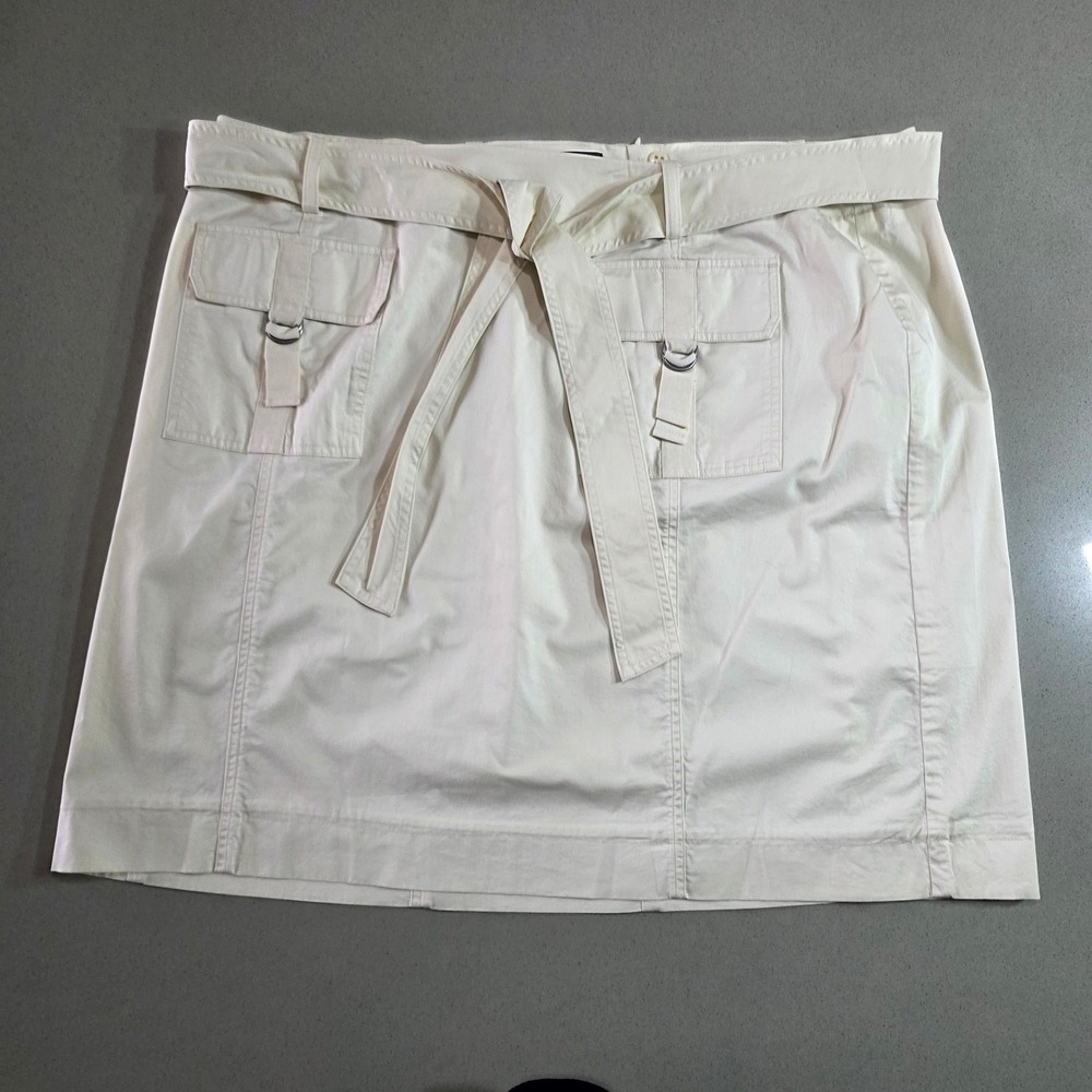 Talbots Woman Petites Cream Cargo A-Line Skirt with Tie Belt Size 22WP